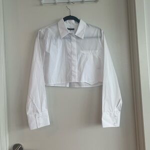 Zara Cropped Button Down Shirt NWT
